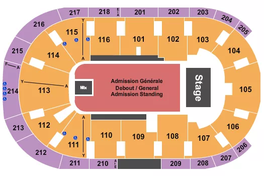 seating chart for Place Bell - Endstage GA Standing - eventticketscenter.com