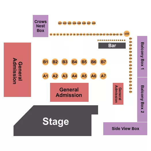 seating chart for Pop's Nightclub and Concert Venue - End Stage GA/Tables - eventticketscenter.com