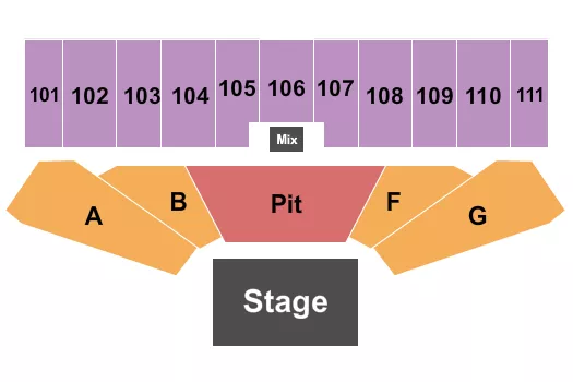 seating chart for Vystar Pavilion - Endstage Center Pit - eventticketscenter.com