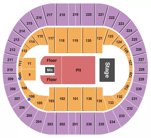 seating chart for Portland Veterans Memorial Coliseum - Endstage Floor/Pit - eventticketscenter.com