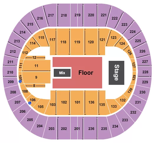 seating chart for Portland Veterans Memorial Coliseum - Endstage Reserved Floor 2 - eventticketscenter.com