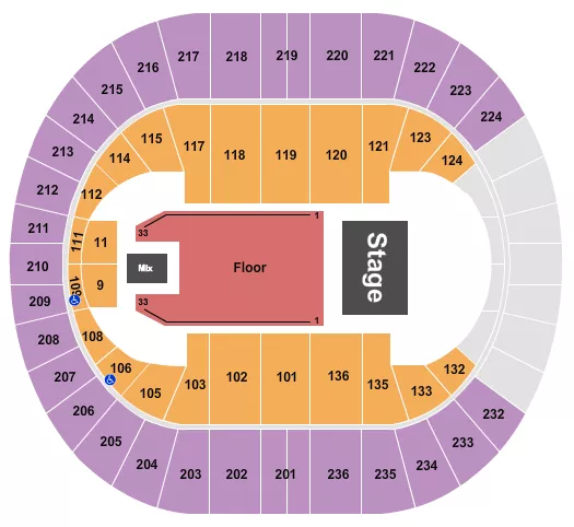 seating chart for Portland Veterans Memorial Coliseum - Endstage Reserved Floor - eventticketscenter.com