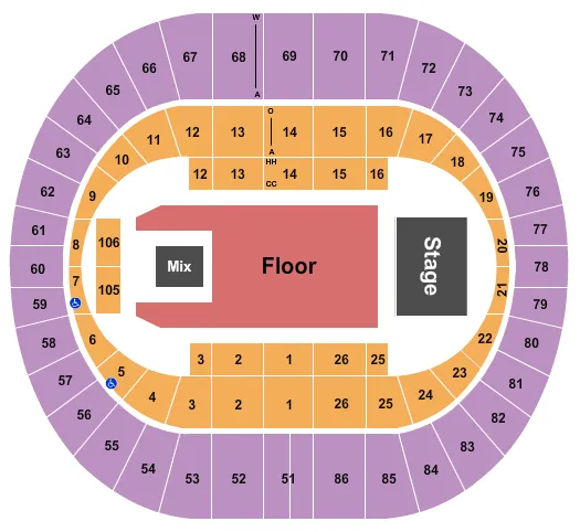 seating chart for Portland Veterans Memorial Coliseum - Endstage - eventticketscenter.com