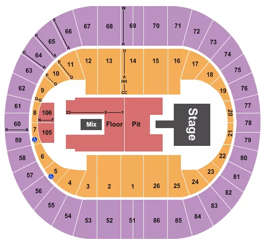 seating chart for Portland Veterans Memorial Coliseum - Papa Roach - eventticketscenter.com