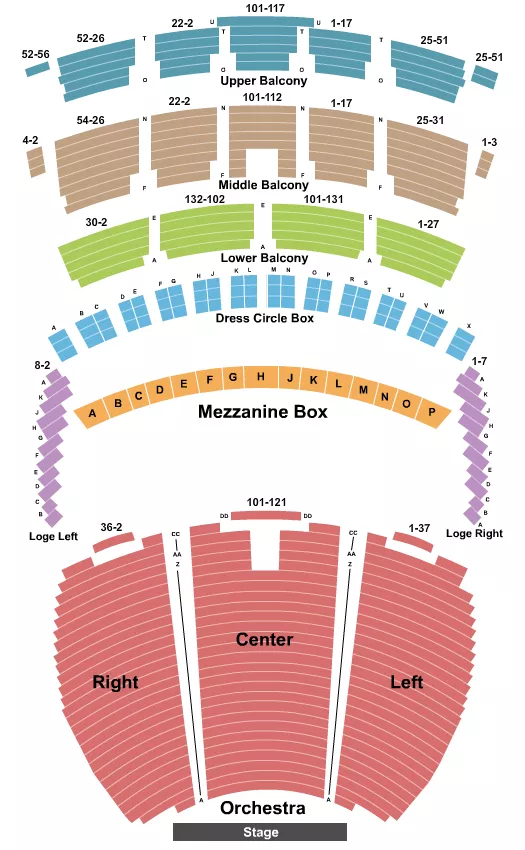 seating chart for Powell Symphony Hall - Endstage 2 - eventticketscenter.com