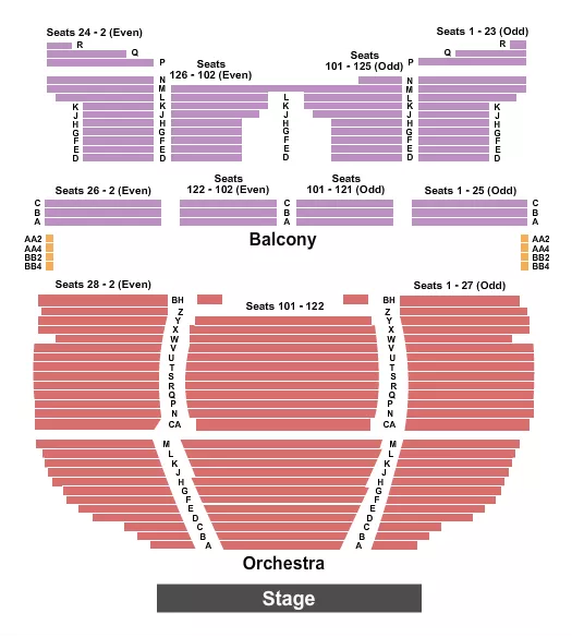 seating chart for Powers Theater - Clemens Center - End Stage - eventticketscenter.com