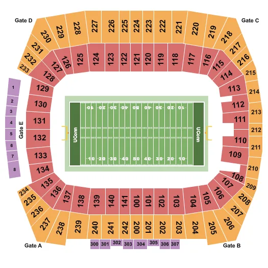 seating chart for Pratt and Whitney Stadium At Rentschler Field - Football - eventticketscenter.com