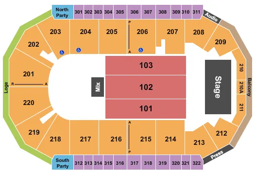 seating chart for Findlay Toyota Center - Endstage-3 - eventticketscenter.com