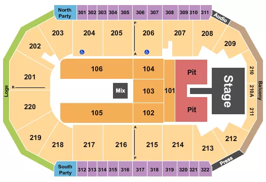 seating chart for Findlay Toyota Center - Endstage Pit 2 - eventticketscenter.com