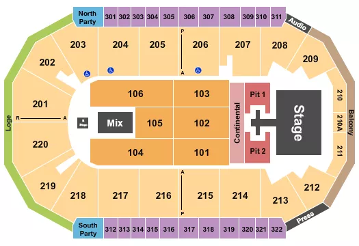 seating chart for Findlay Toyota Center - Lainey Wilson - eventticketscenter.com