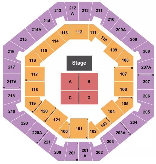 seating chart for Pride Roofing University Center - Endstage - eventticketscenter.com