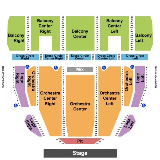 seating chart for Proctors Theatre - End Stage Pit - eventticketscenter.com