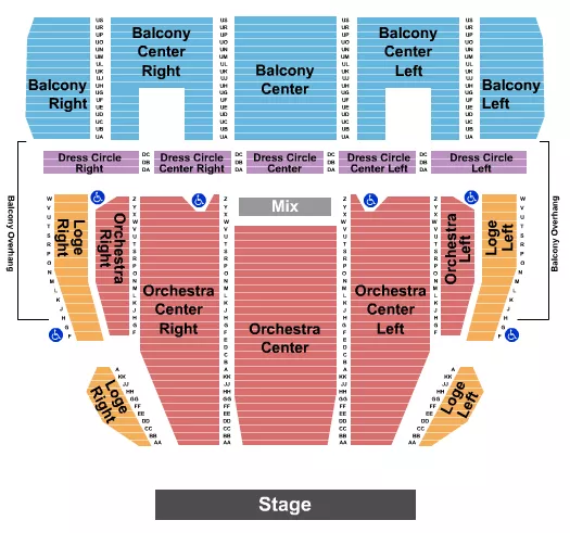 seating chart for Proctors Theatre - Endstage - eventticketscenter.com