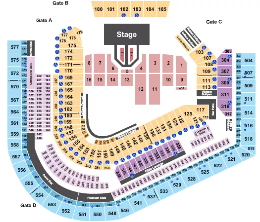 seating chart for Progressive Field - Def Leppard - eventticketscenter.com
