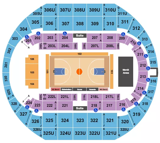 seating chart for Propst Arena At the Von Braun Center - Basketball - Globetrotters - eventticketscenter.com