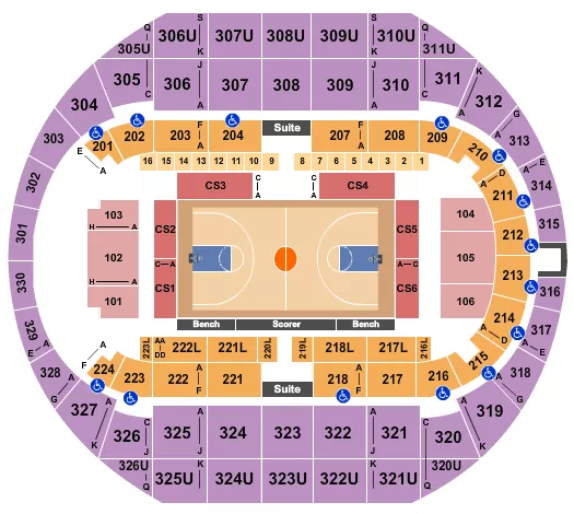 seating chart for Propst Arena At the Von Braun Center - Basketball 2 - eventticketscenter.com