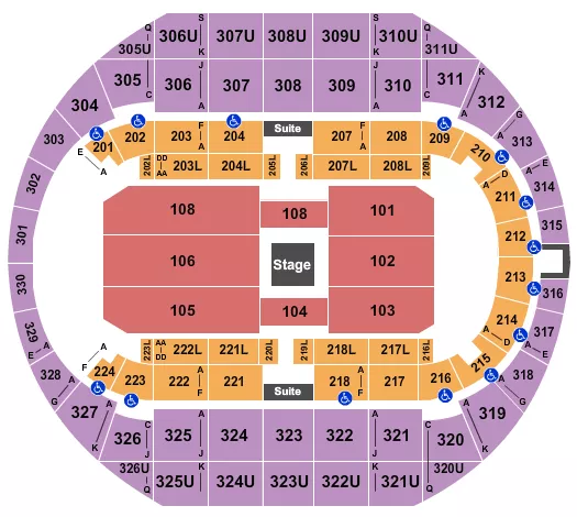 seating chart for Propst Arena At the Von Braun Center - Center Stage 1 - eventticketscenter.com