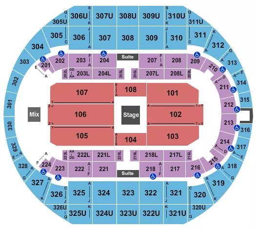 seating chart for Propst Arena At the Von Braun Center - Matt Rife - eventticketscenter.com