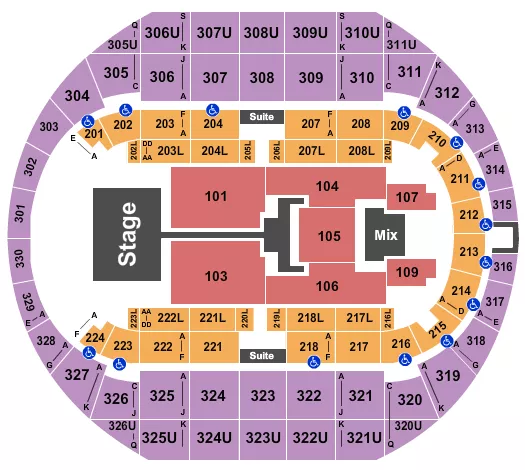 seating chart for Propst Arena At the Von Braun Center - TobyMac - eventticketscenter.com