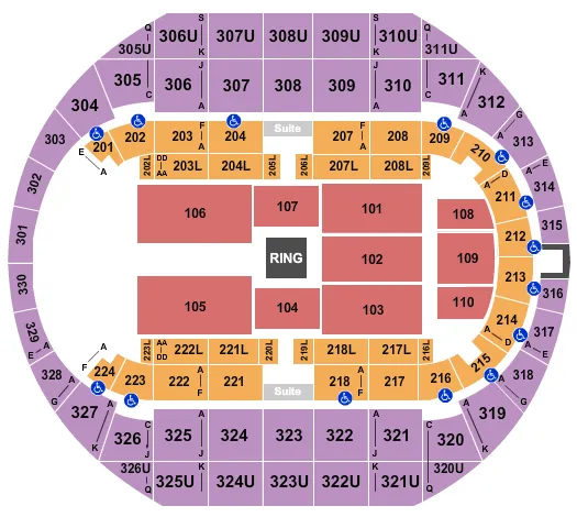 seating chart for Propst Arena At the Von Braun Center - WWE 2 - eventticketscenter.com