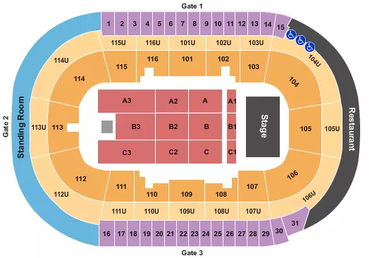 seating chart for Prospera Place - Endstage 4 - eventticketscenter.com