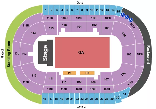 seating chart for Prospera Place - Endstage GA Floor 2 - eventticketscenter.com