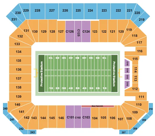 seating chart for Protective Stadium - Football - eventticketscenter.com