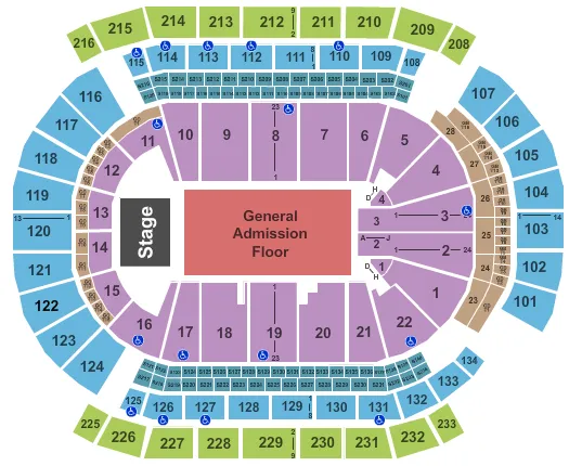seating chart for Prudential Center - End Stage GA Floor - eventticketscenter.com