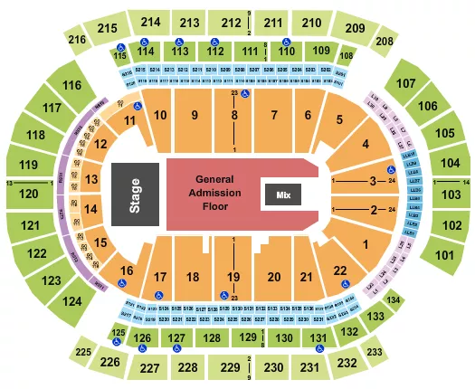 seating chart for Prudential Center - Endstage GA Floor 2 - eventticketscenter.com