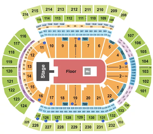 seating chart for Prudential Center - Endstage GA Floor with Catwalk - eventticketscenter.com