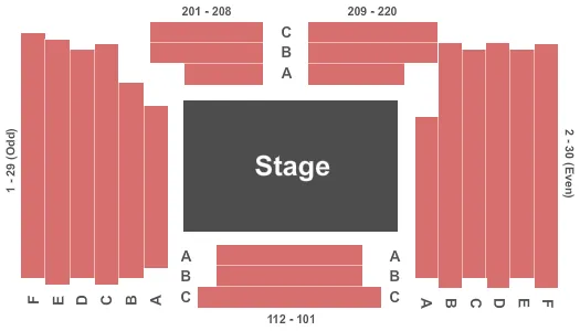 seating chart for Public Theater - Martinson Hall - End Stage - eventticketscenter.com