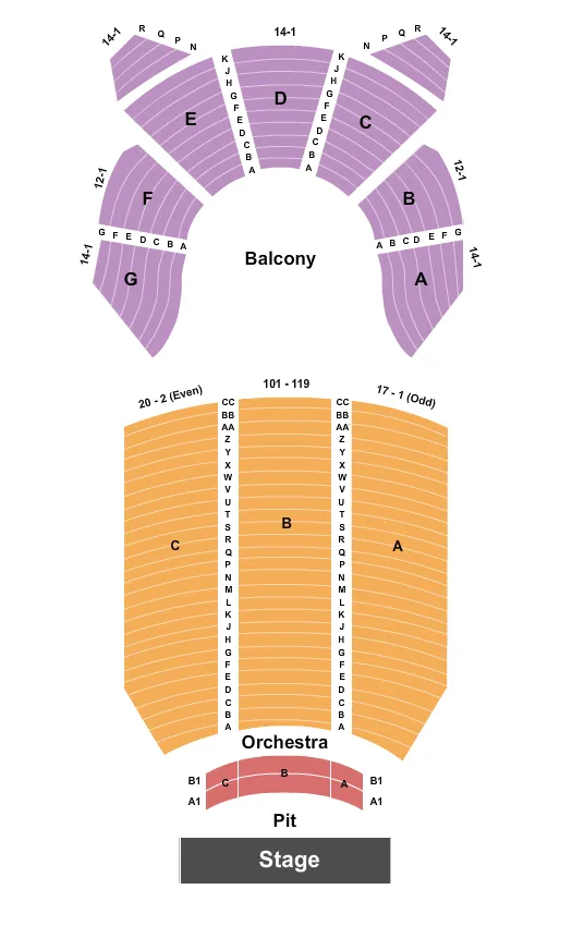 seating chart for Pueblo Memorial Hall - Endstage - eventticketscenter.com