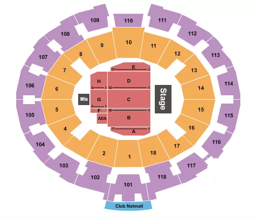 seating chart for Purcell Pavilion At Joyce Center - Endstage A-H/ADA - eventticketscenter.com