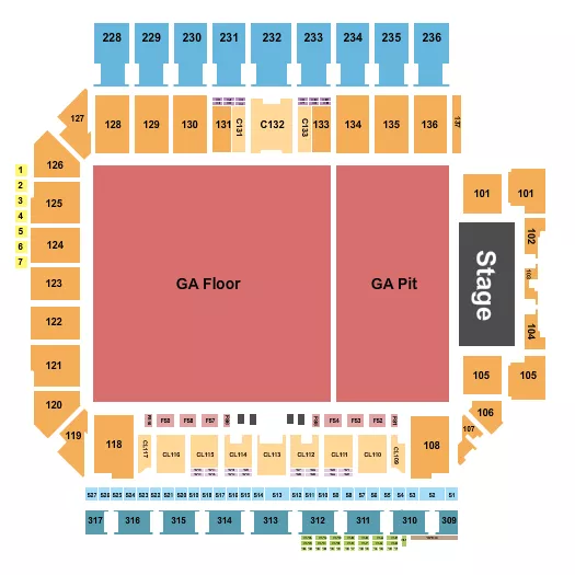 seating chart for Q2 Stadium - Concert GA Pit - eventticketscenter.com