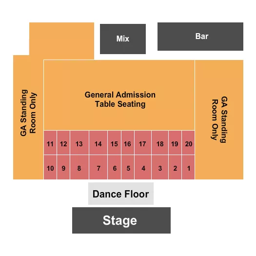 seating chart for Quad-Cities Waterfront Convention Center - Endstage Tables - eventticketscenter.com