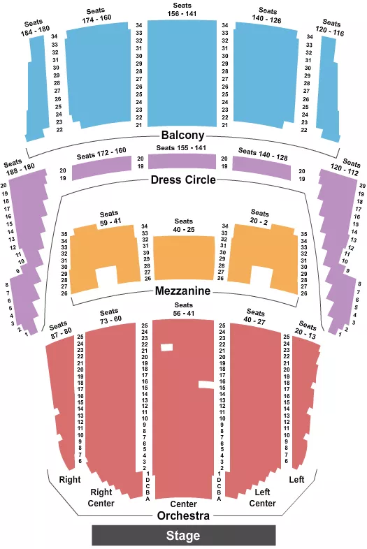 seating chart for Queen Elizabeth Theatre - Vancouver - Endstage 2 - eventticketscenter.com