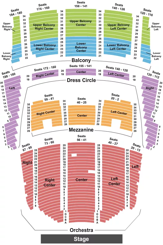 seating chart for Queen Elizabeth Theatre - Vancouver - Endstage Split Balcony - eventticketscenter.com