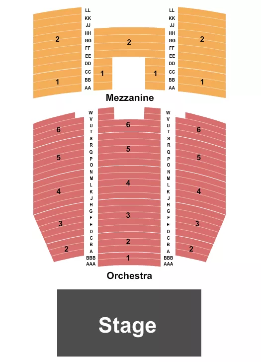 seating chart for Queen Elizabeth Theatre - Toronto - Endstage Orch 1-6/Mezz 1&2 - eventticketscenter.com