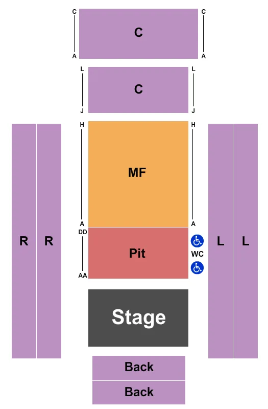 seating chart for Studio Theatre At The Living Arts Centre - End Stage - eventticketscenter.com