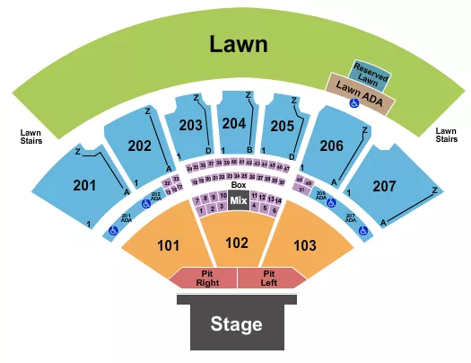 seating chart for RV Inn Style Resorts Amphitheater - Endstage Pit w/ Rsvd Lawn - eventticketscenter.com
