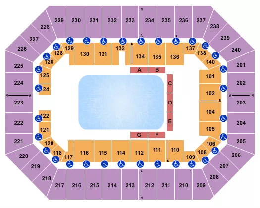 seating chart for Raising Cane's River Center Arena - Disney On Ice 4 - eventticketscenter.com