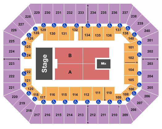 seating chart for Raising Cane's River Center Arena - Endstage 5 - eventticketscenter.com