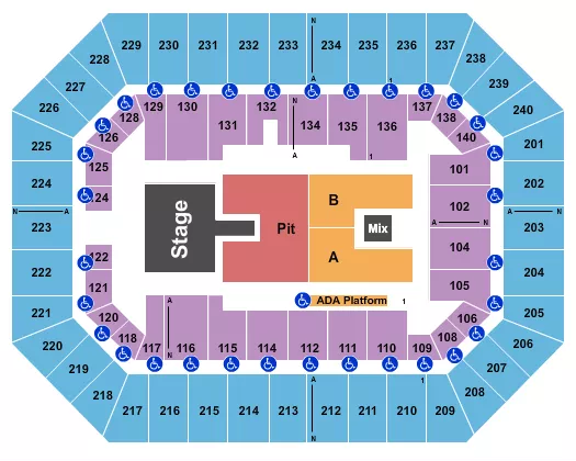 seating chart for Raising Cane's River Center Arena - Endstage GA Pit w/ Catwalk - eventticketscenter.com