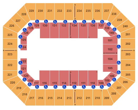 seating chart for Raising Cane's River Center Arena - Open Floor 2 - eventticketscenter.com