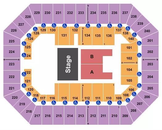 seating chart for Raising Cane's River Center Arena - Sesame Street 1 - eventticketscenter.com