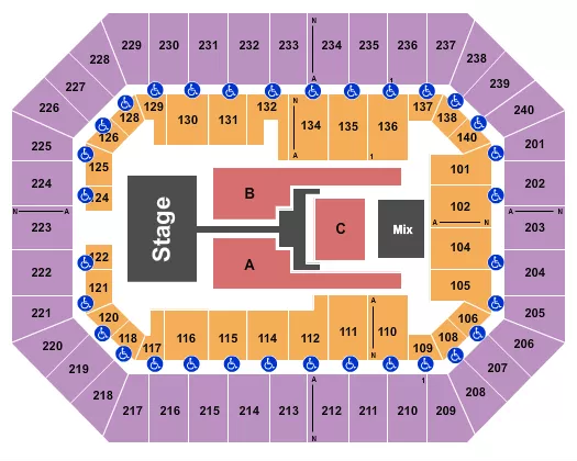 seating chart for Raising Cane's River Center Arena - TobyMac - eventticketscenter.com