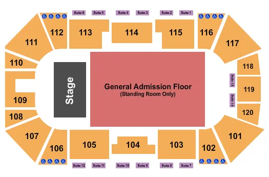 seating chart for Liberty First Credit Union Arena - Endstage GA Floor - eventticketscenter.com