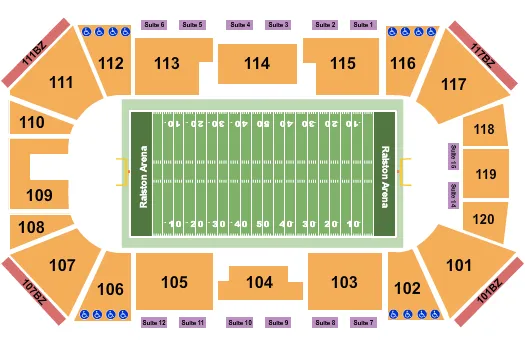 seating chart for Liberty First Credit Union Arena - Football 2 - eventticketscenter.com