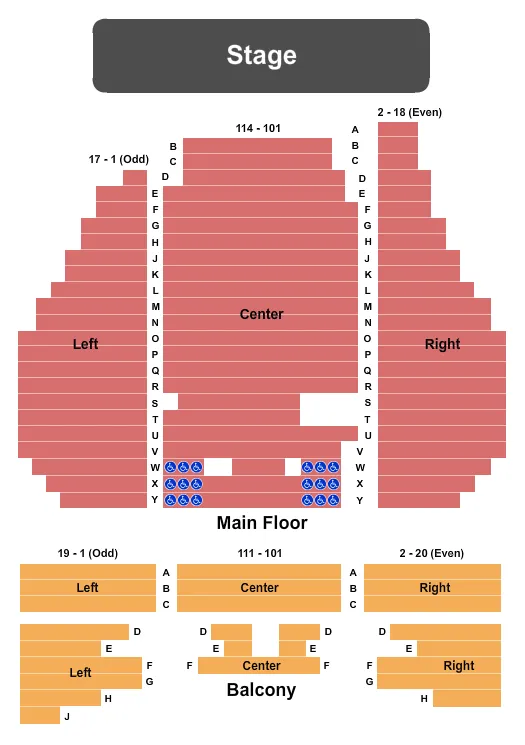 seating chart for Raue Center For The Arts - Endstage - eventticketscenter.com