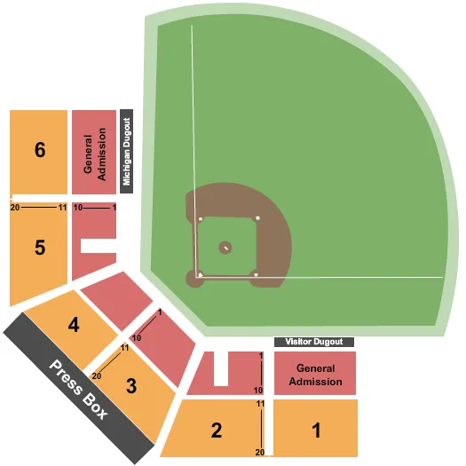 seating chart for Ray Fisher Stadium - Baseball - eventticketscenter.com